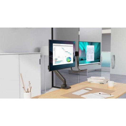 Genérica Doppel Monitor Tischhalterung SmartFit, 32", 18 kg, Höhenverstellung, Grau