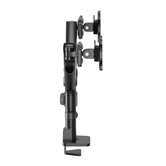 Supporto da scrivania Neomounts DS65S-950BL2 per doppio monitor 24-34" con molla a gas, Topfix, regolazione multipla, blocco a 180°, morsetto/vite, nero