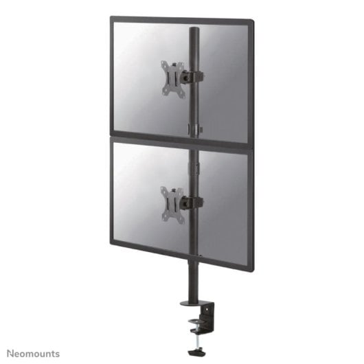 Supporto da scrivania per doppio monitor 10-32" con regolazione in altezza, inclinazione 0-90°, montaggio clamp/grommet, nero