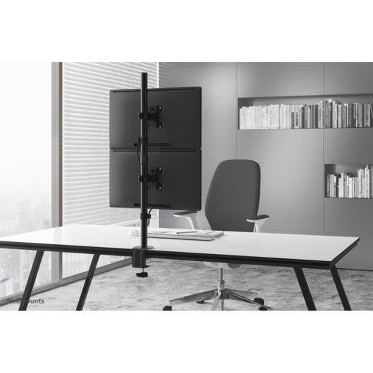 Supporto da scrivania per doppio monitor 10-32" con regolazione in altezza, inclinazione 0-90°, montaggio clamp/grommet, nero