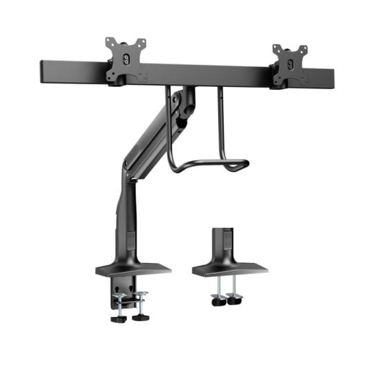 Soporte monitor V7 DML24DS-GAS Dual resorte de gas ajuste altura resistente 27" negro