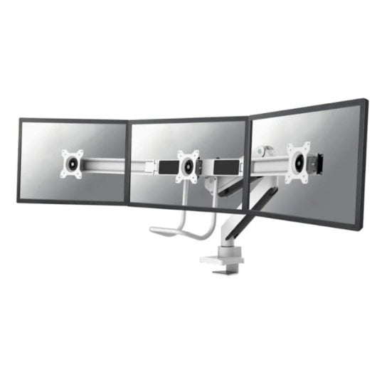 Supporto da scrivania per 3 monitor regolabile in altezza con molla a gas, bianco, montaggio clamp/bolt-through, compatibilità VESA 75x75/100x100, Neomounts NM-D775DX3WHITE