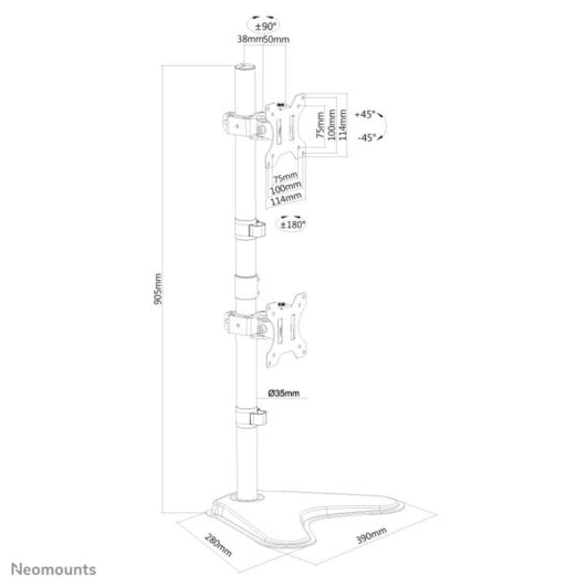 Supporto da scrivania Neomounts FPMA-D550DDVBLACK per due monitor 10-32", 6 kg, VESA 75x75 / 100x100, Nero