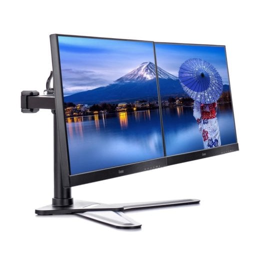 Soporte de monitor iiyama DS1002D-B1 para 2 pantallas de 10 a 30 pulgadas, ajuste de altura, negro