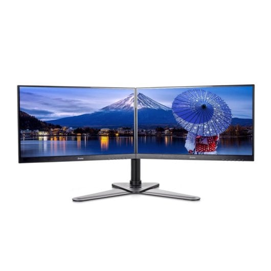 Soporte de monitor iiyama DS1002D-B1 para 2 pantallas de 10 a 30 pulgadas, ajuste de altura, negro