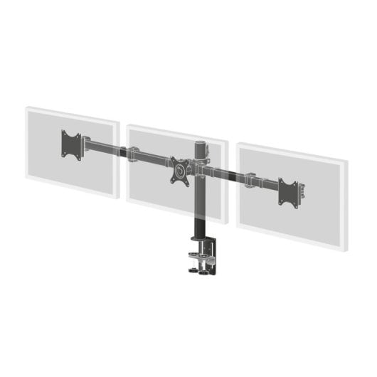 Supporto da scrivania per monitor con morsetto, 3 schermi, 30 kg, 10-27", VESA 75x75/100x100, Nero