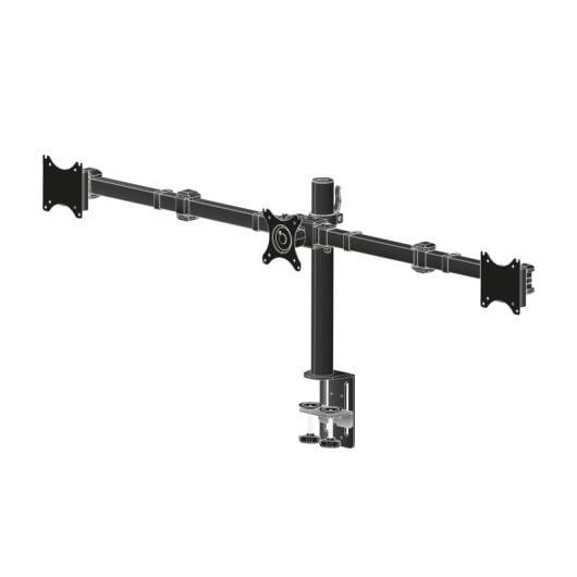 Supporto da scrivania per monitor con morsetto, 3 schermi, 30 kg, 10-27", VESA 75x75/100x100, Nero