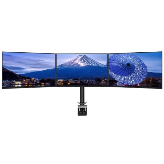Supporto da scrivania per monitor con morsetto, 3 schermi, 30 kg, 10-27", VESA 75x75/100x100, Nero