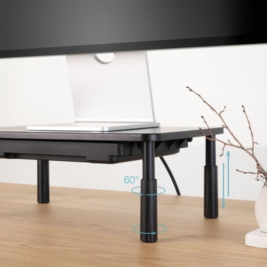 Soporte Monitor TooQ TQMR087 Elevador Multiusos Altura Ajustable Negro Cajón 20 kg