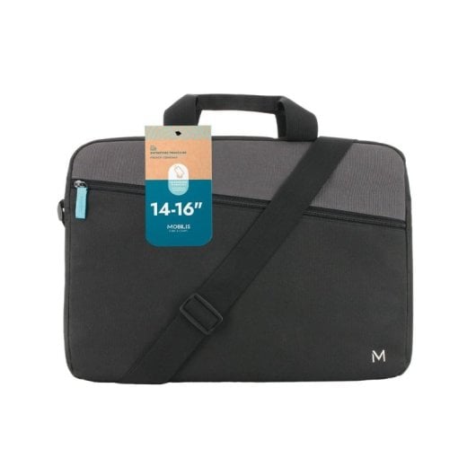 Maletín Mobilis The One Essential 16" negro gris, poliéster, asa y tirante hombro