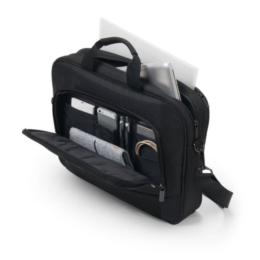 Maletín DICOTA Eco Top Traveller BASE 15.6" poliéster negro con correa hombro y compartimentos