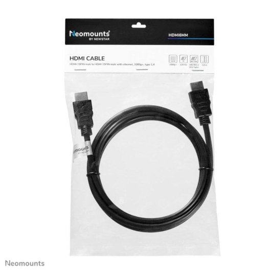 Cable HDMI Neomounts HDMI6MM 1.8m 10.2 Gbit/s macho-macho noir