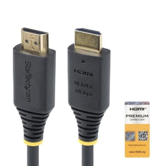 Cable HDMI StarTech Certifié Premium 0,5 m 4K60Hz HDR10 ARC 18Gbps Noir