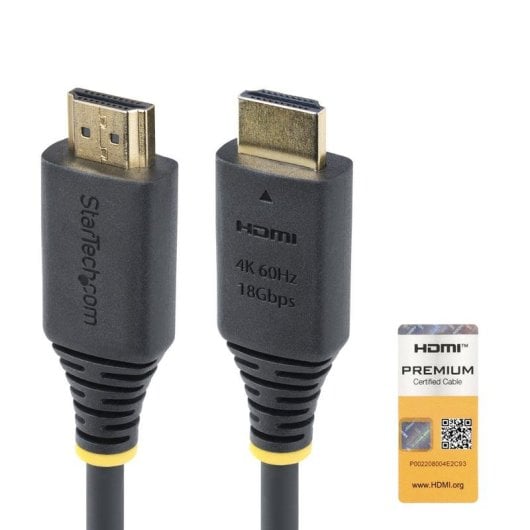 Cable HDMI StarTech Certifié Premium 0,5 m 4K60Hz HDR10 ARC 18Gbps Noir