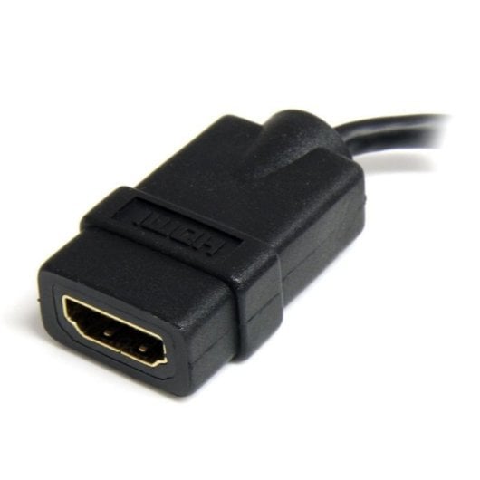 Genérico Micro HDMI auf HDMI Adapterkabel 0,127 m, HDMI Typ A (Standard, Buchse) auf HDMI Typ D (Micro, Stecker), Goldbeschichtet, Schwarz
