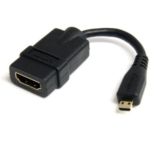 Genérico Micro HDMI auf HDMI Adapterkabel 0,127 m, HDMI Typ A (Standard, Buchse) auf HDMI Typ D (Micro, Stecker), Goldbeschichtet, Schwarz