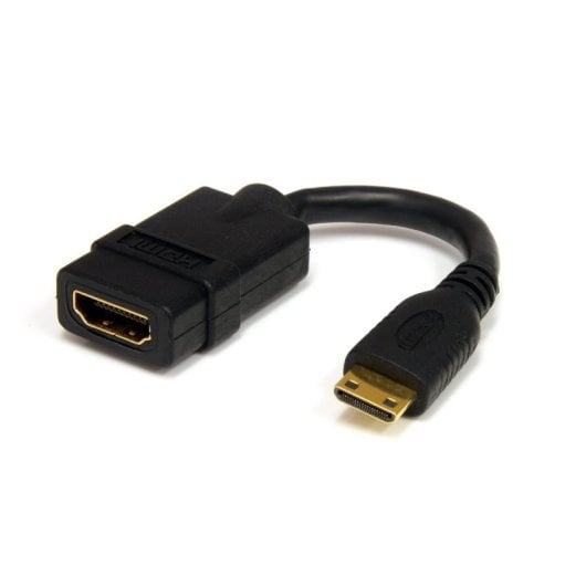 Adaptador HDMI StarTech 12,5cm Mini HDMI a HDMI 4K Chapado en Oro Negro