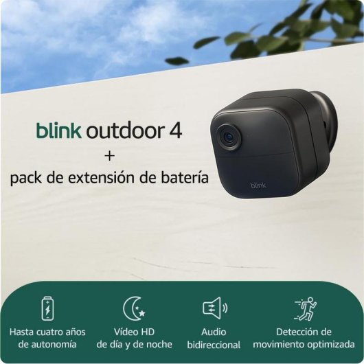 Blink Outdoor 4 Cámara de seguridad inteligente HD sin cables, 2 años de autonomía