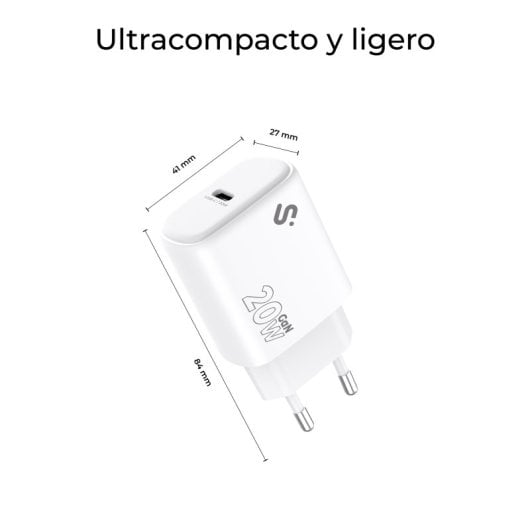 Caricatore SUBBLIM USB-C GaN 20W PD3.0 PPS ultra compatto bianco