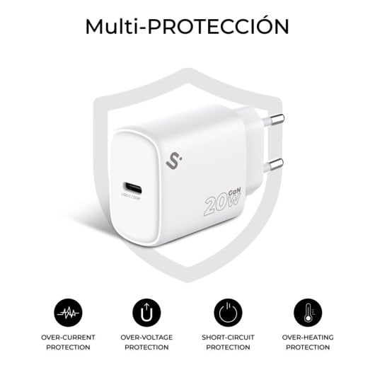 Caricatore SUBBLIM USB-C GaN 20W PD3.0 PPS ultra compatto bianco