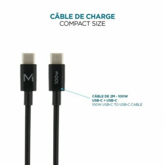 Ladegerät Mobilis Charger 100W GaN 2x USB-C 1x USB-A Typ-C-Kabel Schwarz