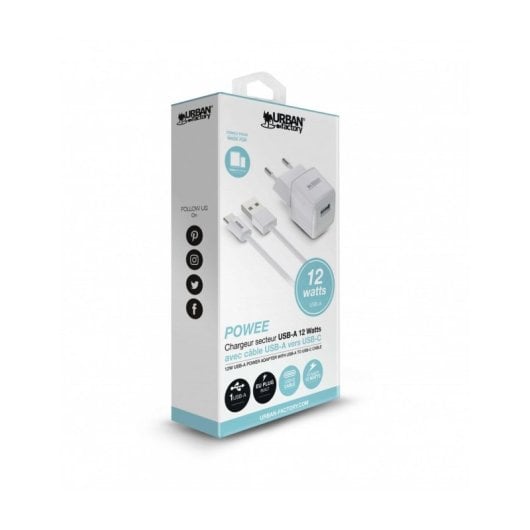 Fuente de Alimentacion Urban Factory 12W Interior Modelo PSC25UF Cable USB-C 1 m Blanco