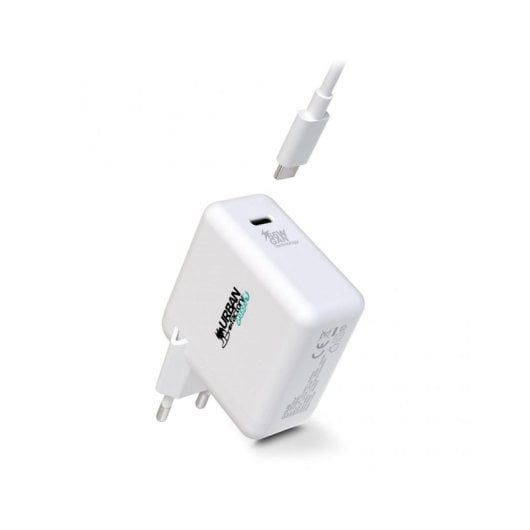 Cargador Urban Factory CYCLEE Universal 65W USB-C AC Blanco Cable 2 m