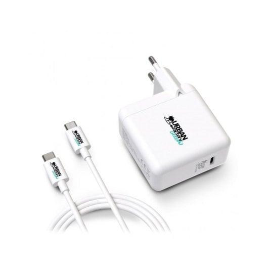 Cargador Urban Factory CYCLEE Universal 65W USB-C AC Blanco Cable 2 m