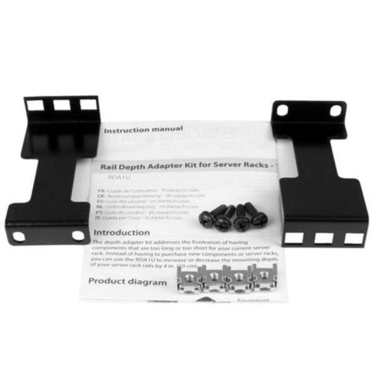 StarTech 1U Tieftiefe-Adapter Schwarz bis 10 cm für Rack 2 Stück