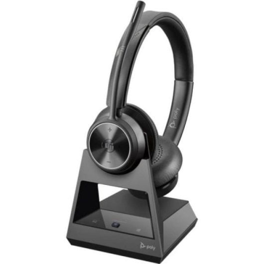 Kopfhörer Poly Savi 7320 Stereo Wireless DECT für Büro und Callcenter mit Geräuschfilter Schwarz