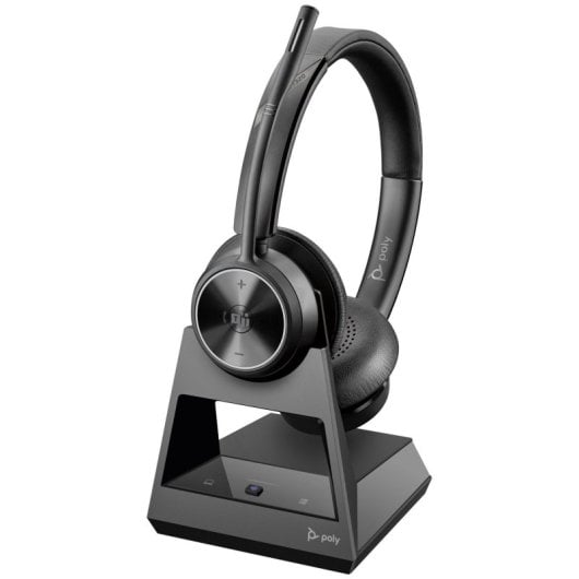 Kopfhörer Poly Savi 7320 Stereo Wireless DECT für Büro und Callcenter mit Geräuschfilter Schwarz