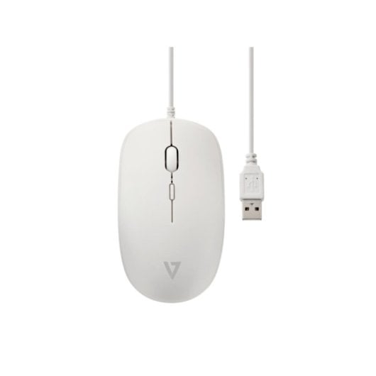 Ratón V7 MV3000UUSB Blanco USB 1600 DPI Perfil Bajo Ambidiestro Clic Silencioso