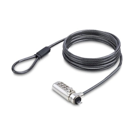 Candado StarTech Cable Seguridad Noble Wedge Acero Combinacion Portatil 2 m Negro Plata