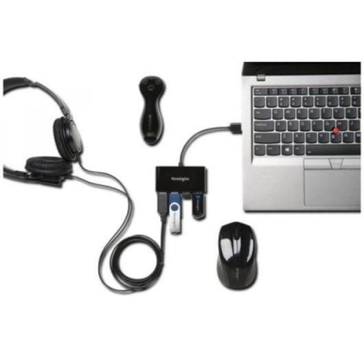Hub USB Kensington 4 Puertos USB 2.0 Transferencia 480 Mbit/s Negro Plug and Play