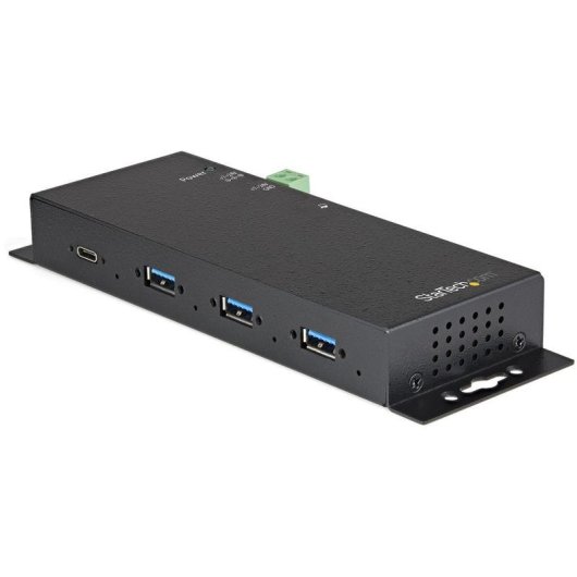 Concentrador USB-C Industrial StarTech 4 Puertos 10Gbps Metal Negro
