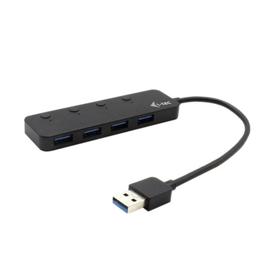 USB Hub QUO I-Tec 4 Port USB 3.2 Gen 1 5 Gbps Metall Einzelschalter Schwarz