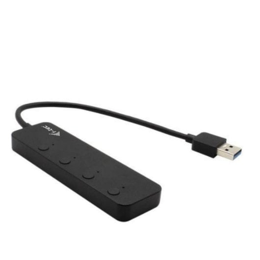 Hub USB QUO I-Tec 4 Puertos USB 3.2 Gen 1 5 Gbps Metal Interruptores LED Negro
