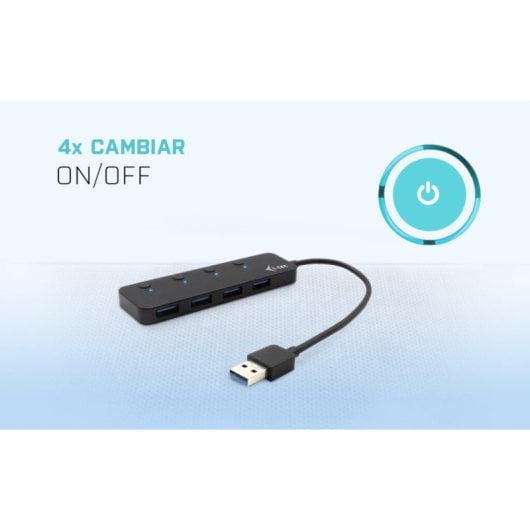 USB Hub QUO I-Tec 4 Port USB 3.2 Gen 1 5 Gbps Metall Einzelschalter Schwarz