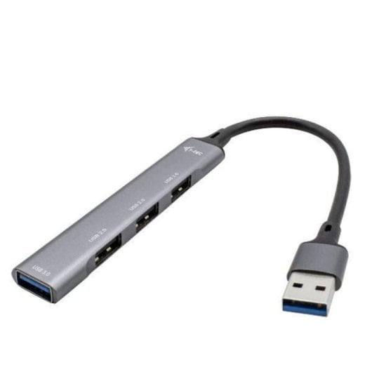 Hub USB i-tec Metal 4 Puertos 1x USB 3.0 + 3x USB 2.0 Autoalimentado Gris Carcasa Metálica