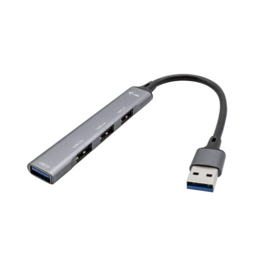 Hub USB i-tec Metal 4 Puertos 1x USB 3.0 + 3x USB 2.0 Autoalimentado Gris Carcasa Metálica