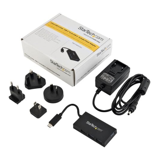 Hub USB-C StarTech 4 Puertos USB 3.2 Gen 1 5Gbps Negra Alimentación 20W