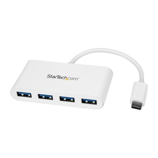 Hub USB-C StarTech 4 Puertos USB-A 5 Gbps Blanco Alimentado por Bus Compacto