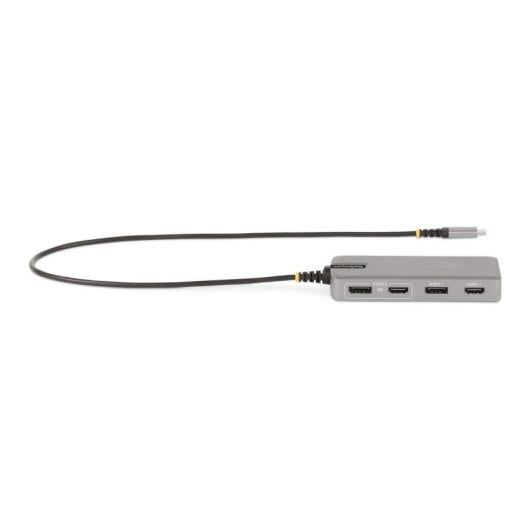 Dock USB-C StarTech 3 monitores triple 4K 100W HDMI DisplayPort USB 3xA Ethernet Gris
