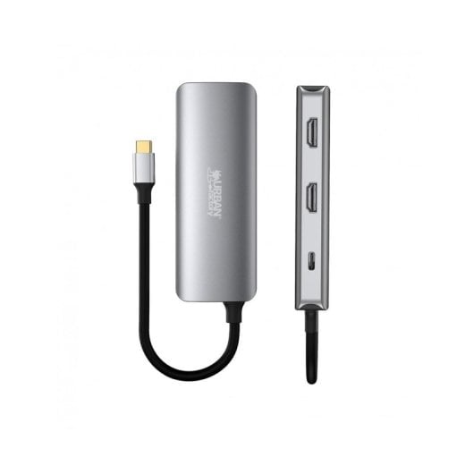 Hub Urban Factory MHC55UF USB Type-C 100 W HDMI 2x Gigabit Ethernet Grau