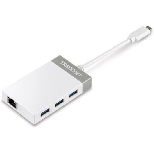 Adaptador USB-C Trendnet TUC-ETGH3 Gigabit Ethernet y Hub 3x USB 3.0 Gris Blanco