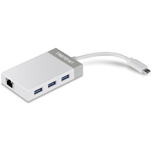 Adaptador USB-C Trendnet TUC-ETGH3 Gigabit Ethernet y Hub 3x USB 3.0 Gris Blanco