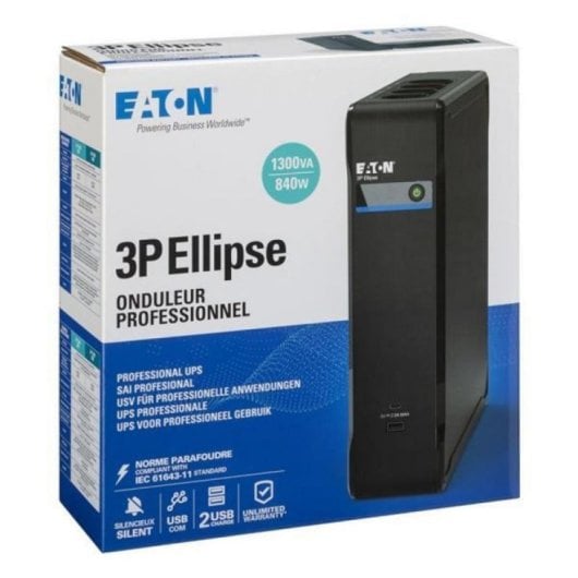 SAI Eaton 3P Ellipse 1300 USB IEC Torre 840 W 8 salidas C13 Negro