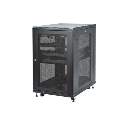 Armadio rack StarTech RK1833BKM con serratura 18U nero ruote gestione cavi 450 kg