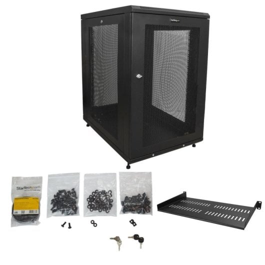Armadio rack StarTech RK1833BKM con serratura 18U nero ruote gestione cavi 450 kg