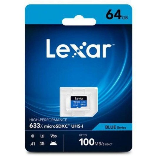 Tarjeta MicroSD Lexar LMS0633064G-BNNNG 64GB Azul Alta Velocidad 4K UHD